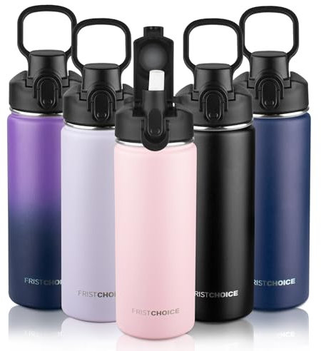 Insulated water bottle with Lid,18oz Stainless Steel Water Bottle for Boys,Girls,Double Wall Vacuum Wide Mouth Thermal Water Bottle for School,Travel,BPA-free and Leak-proof（18oz,Pink）