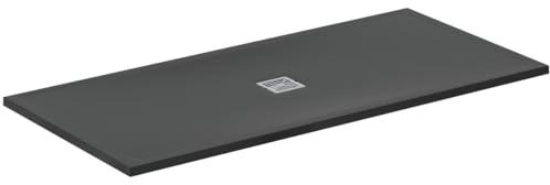 Ideal Standard - Ultra Flat S+, Piatto doccia rettangolare ultrasottile in resina effetto pietra, 170x80cm, Ideal Solid, Scarico centrale, Nero
