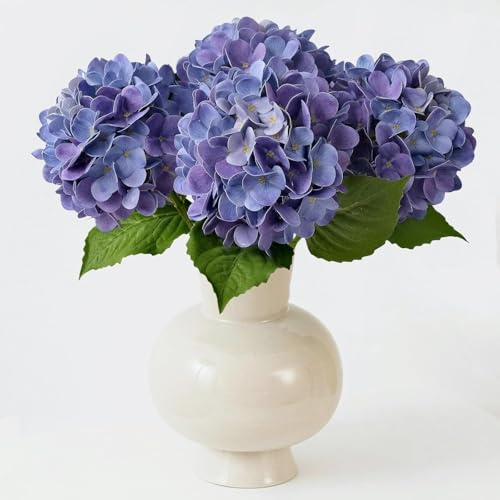 ZYTUYO 4PCS Violet Blue Fake Hydrangea Artificial Flowers for Home Decor