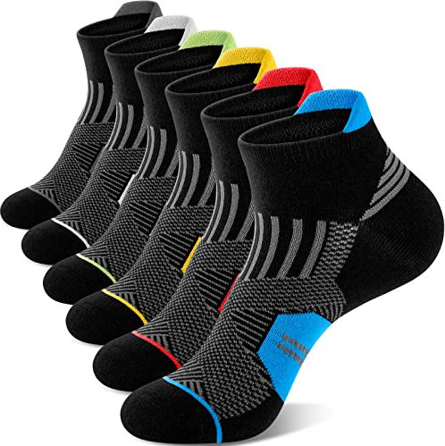 Niofind Mens Trainer Socks, Cotton Ankle Socks for Men Women, Breathable Sports Socks for Running, Walking, Gym, Multipack (6 Pairs), 12-15, Multicolor