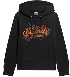 Superdry Damen Hoodie mit Tattoo-Schriftzug und Grafik