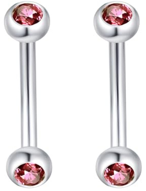 Decentraland 2Stück Kugel förmiger Rosa Zirkon 1.2mm (16G) Helix Bauchnabelpiercing Lippenpiercings Bananabells Pircingssets Ohr Studs Retainers Körper Piercing Schmuck Titan Stahl Edelstahl 8mm