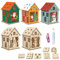 MONCAP 5pcs Kit de Bricolage Noel pour Enfant Maison Noel en Bois à Assembler et à Colorier Petite Maison en Bois Noel Pendentif Maison Noel pour Décoration Sapins de Noël Fenêtres Portes Plafonds