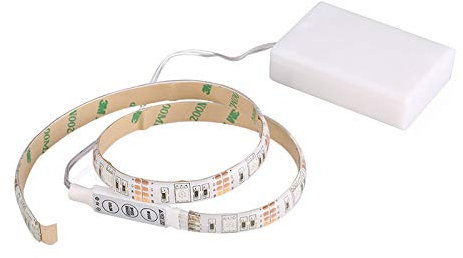NISHZHU RGB Bande De Lumière Flexible LED Étanche Ip65 15Leds Dc5V avec Contrôleur À Piles,Bande De LED,Bandes Lumineuses pour La Décoration D'Activités De Vélo De Meuble De Télévision