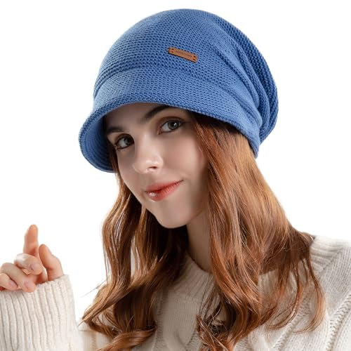 WANYIG Slouchy Beanie Mütze Winter Strickmützen Slouch Beanie Mütze Winter Hüte für Damen Herren Unisex mit Innenfutter Wolle (Blau)