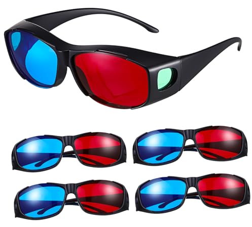 jojofuny Lunettes 3d Anaglyphes En Plastique Léger Pour Cinéma Et Télévision à Domicile, Lot De 5, Verres Rouges Et Bleus, Taille, Expérience Immersive