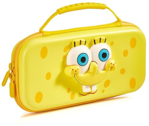 Numskull Custodia Rigida da Viaggio Spongebob Squarepants per Nintendo Switch e Modello OLED – Contiene 10 Giochi e Accessori per Switch