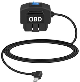 YANBORONSN Automotive OBD Power Cable,90 Grad USB Micro to OBD-II Hardwire Cable Adapter with Switch Button for Dash Camera 24 Hours Surveillance/Acc Mode,(3.5M/11.5Ft