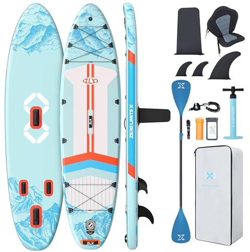 ZLX Stand Up Paddling Board 350x89cm,SUP Board Set,Stand Up Paddle mit Einzigartige Mittelfinne,Rutschfester Deckpad,Standup Paddle Board 250kg Tragkraft,für Erwachsene,Anfänger,alle Könnensstufen