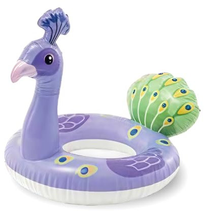 Bouée Le Paon Enfant, 58cm Anneau de Natation Enfant Bouée Piscine Gonflable Épaisse,Blanc PVC Bouée Gonflable de Tube Radeau Gonflable pour Fille Les Fêtes D'été sur La Plage et La Piscin