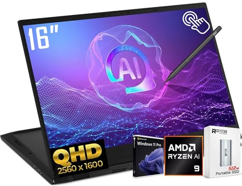 MSI Summit A16 2-in-1 AI Copilot+ PC Business Laptop,16 QHD+ 2560 x 1600 165Hz Touchscreen, AMD Ryzen AI 9 365, 32GB LPDDR5X, 1TB SSD, AMD Radeon 880M, WiFi 7, Fingerprint, Win11 PRO, W/512GB PSD