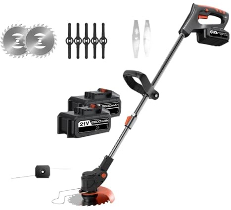 Handheld Electric Cordless Lawn Mower 500W Powerful Grass Trimmer Scalable Garden Cutter Weeder Power Tool For 18VBattery Efficient Pruning(With 2XBattery)