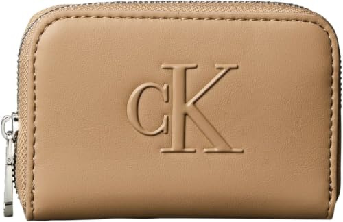 Calvin Klein Damen Geldbörse Bold Ck Medium Zip Around mit Logo, Braun (Tannin), Einheitsgröße