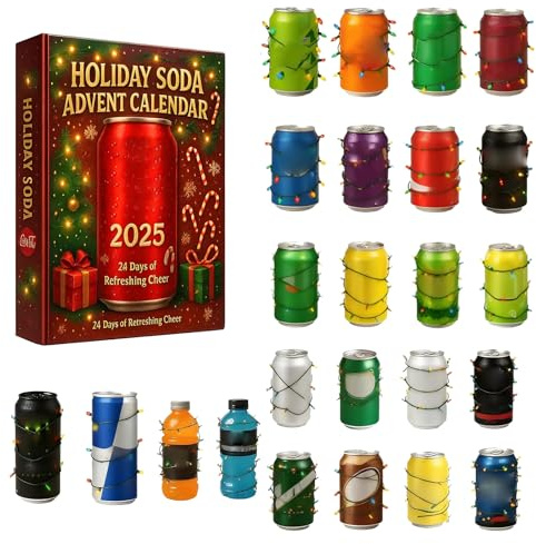 Holiday Soda Adventskalender 2025, 24 Tage Weihnachten Rotwein Countdown-Kalender, Weihnachtsdekoration Adventskalender Countdown-Kalender Anhänger Dekoration (C)