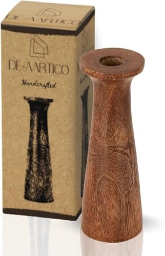 Blumenvase aus Holz, 20 cm hoch, zylindrischer Sockel aus Holz, klassischer Boho-Stil, rustikal, für Kamin, Schlafzimmer, Küche, Wohnzimmer, Tischdekoration oder Schreibtisch