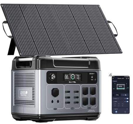 OUKITEL Power Station Portatile 3200W Generatore Solare 6400W Picco | Batteria LiFePO4 2048Wh, con 100W Pannello, 2800W Ricarica Rapida, UPS <10ms, P2001 Pro per Casa, Campeggio & Backup