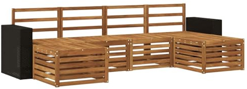 vidaXL Sofagarnituren 6 pcs Natur Massivholz Akazie, Garten Patio Lounge, modernes Sofa für draußen, haltbares Möbelset, gemütliche Terrassen-Sitze