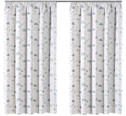 heimtexland Kinder Deko Vorhang 2er Set Verdunkelungsgardinen Kinderzimmer Thermo-Gardine Sonnenschutz Kälteisolierend verdunkelnd Typ922 Dinos Bandschal HxB 245x135 cm