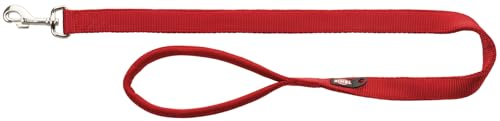 TRIXIE Hundeleine Premium M–L, 1,00 m 20 mm in rot - stabile Hundeleine mit praktischer Handschlaufe - für mittelgroße bis große Hunde - 200203