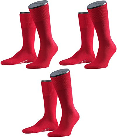 FALKE Herren Business Socken Airport, 3er Pack, Rot, Gr. 41-42