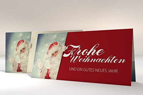 Weihnachtskarten Set | Der Weihnachtsmann | 10 Motivpapier DIN LANG | 10 Briefumschläge | Kuverts OHNE FENSTER im DIN LANG-Format | Karten Set