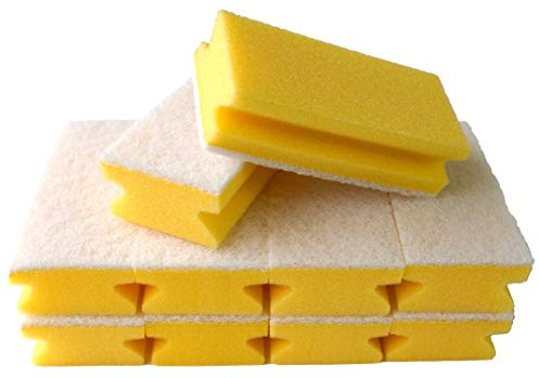 Sonty 10 Stück Putzschwamm kratzfrei, waschbar, Bad 15x7x4cm weiß (gelb)