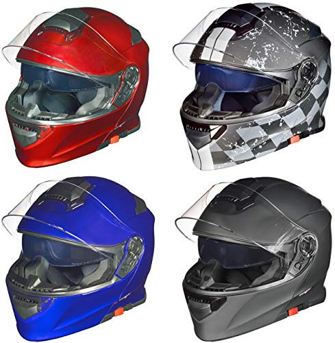 RS-982 Klapphelm Motorradhelm Conzept Motorrad Modular Roller Helm rueger, Größe:XS (53-54), Farbe:Rot