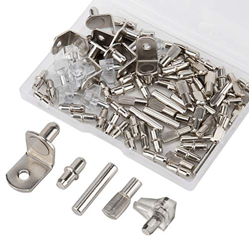 AIEX 80 Pcs 5 Styles Shelf Pins Kit Shelf Bracket Pegs Support for Cabinet Shelf, 5mm, 6mm
