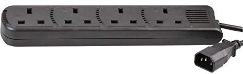 Pro Elec PEL01204 IEC C14 Plug to 4-Gang mains Extension Lead, Black, 1 m