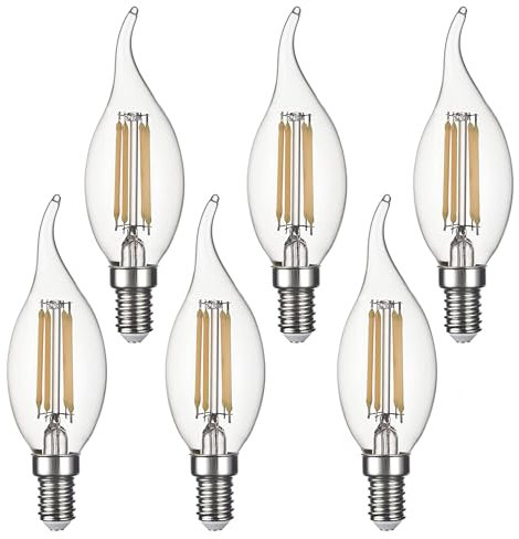 SD LUX Lot de 6 ampoules LED Base - Culot E14 - Verre transparent - 4 W - 450 lm - Remplace les ampoules à incandescence 40 W - Blanc chaud 2700 K