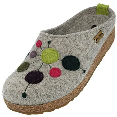 HAFLINGER Grizzly Faible Filzpantoffeln mit Gummisohle Steingrau, Gr. 40