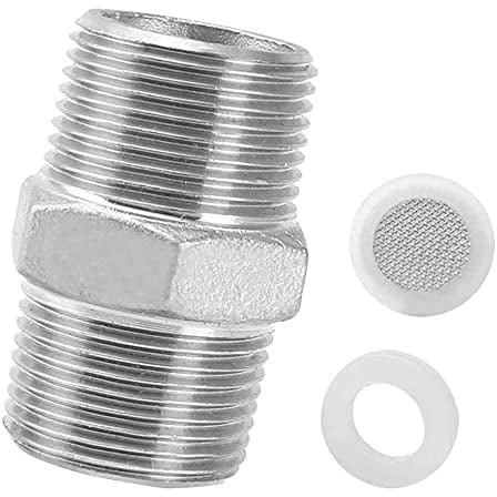 ZHIQIN - Cable de manguera de ducha doble de acero inoxidable (1/2, cable de manguera de ducha, adaptador de conexión roscado con 1 filtro de burbujas, 1 junta
