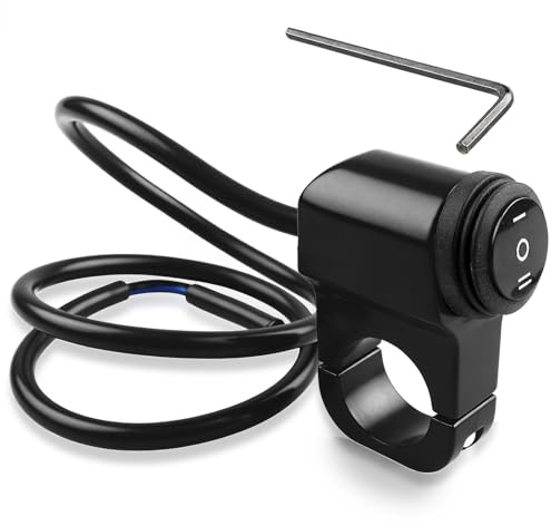 Interruttore per fari moto con regolazione a 3 velocità, 12 V, 22-23 mm, impermeabile, per moto, ATV, UTV, manubrio On-Off-On Control, colore: nero