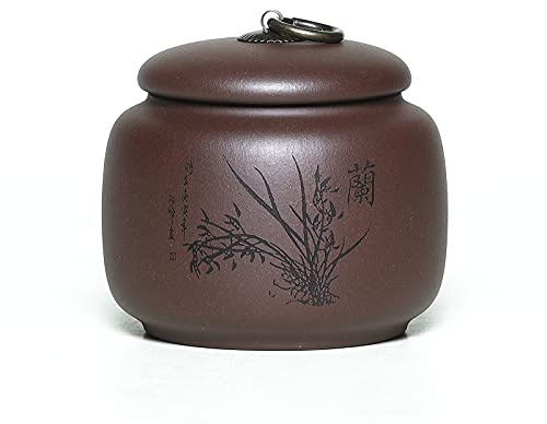 SILINE Yixing Clay Jar 17.5 Oz,Zisha Loose Leaf Tea Storage Canister Pot ,Keep Bulk Tea Tidy and Fresh -Purple,Orchid