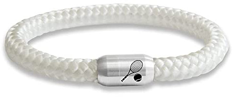 Paris Montana • Das Original Tennis Tennisschläger Wimbledon Club Segeltau Armband Mit Gravur Und Magnetverschluss Tennisball Schmuck (Weiß, 24)