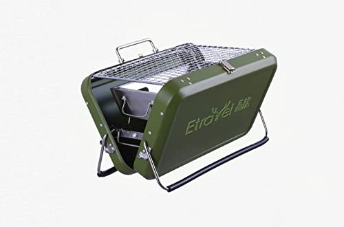 Griglia a carbone portatile Griglia per barbecue Griglia per barbecue pieghevole Griglia in acciaio per esterni Kit di attrezzi per picnic all'aperto Patio Cortile Campeggio Cucina-12x 9 x 7 pollici