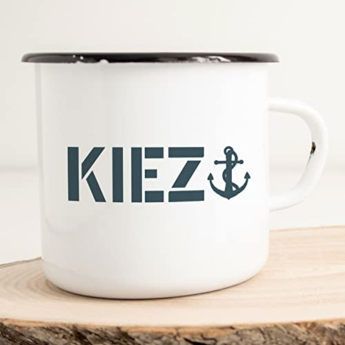 huuraa Emaille Tasse Kiez Anker Geschenk Kaffeebecher Vintage 300ml Kiez Anker Geschenkidee