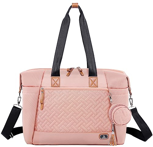 Dikaslon Wickeltasche mit Schnullertasche und Wickelunterlage, Große Reisewindeltasche für Mama und Papa, Multifunktions-Babytasche für Jungen und Mädchen, Rosa