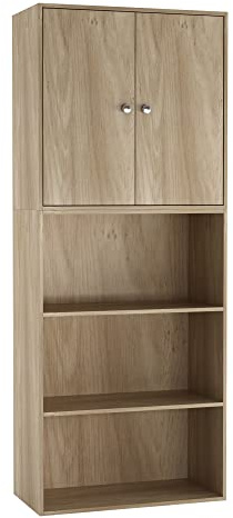 Freistehender Vitrine, 5 Etagen, Holz, Bücherregal, breite offene Regale, Aufbewahrung (Eiche)