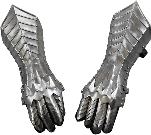 Fine Peak Mittelalterliche Handschuhe Nazgul Fantasy Gauntlets SCA Armor Gauntlet Handschuhe Mittelalter Cosplay Leder für Herren Cosplay