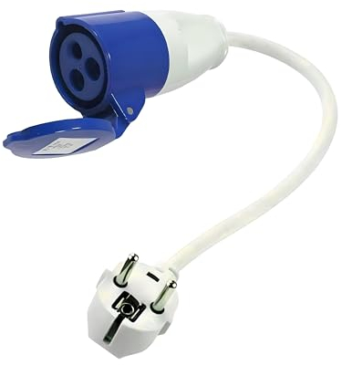 Double Dragon 230V Europe Mains Caravan Converter: 2-Pin 16A Euro Plug to 3-Pin 16A Socket Adapter