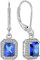 YL Damen Ohrhänger 925 Sterling Silber September Geburtsstein Saphir Quadrat Ohrringe