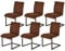KHG 6er Set Esszimmerstühle Mikrofaser Wildleder-Optik braun - Freischwinger bis 110 kg, Küchenstuhl, Schwingstuhl, Polsterstuhl mit Wellenfederung für Küche Büro Wohnzimmer