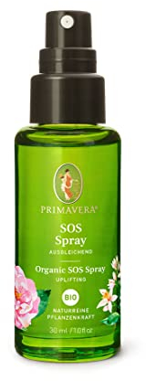 PRIMAVERA Pflanzenwasser SOS Spray bio 30 ml – naturreine Pflanzenkraft – Glasflasche – Hydrolat, Körperspray, Aromatherapie – entspannend, erheiternd, ausgleichend – vegan