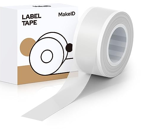 MakeID Etikettenband Kompatibel für L1/ E1 Selbstklebendes Kunststoff als Schriftbänder Ersatz 0.47 x 13' (12mm x 4m) Transparent