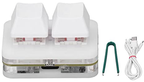 Clavier à Interrupteur Rouge, Clavier à Interrupteur Rouge à 2 Touches Mini Clavier Mécanique USB pour Jeux de Rythme Fonction Copier-coller, Facile à Programmer 2 Touches, (Blanc)