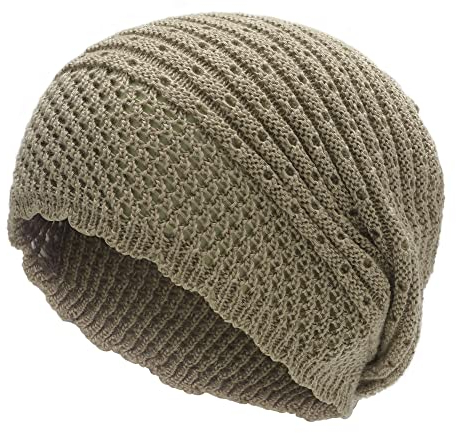 ZLYC Damen Sommer Strickmützen Handstricken Häkelmütze Khakntage Beanie Mütze(Einfach Khaki)