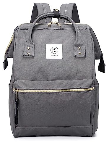 Kah & Kee Polyester Laptop Rucksack Wasserdicht Anti diebstahl Wickeltasche Universität Damen Herren (Tricolor, Klein) (Heather Grey II, Groß)