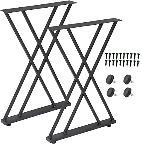 H JINHUI X-förmige Tischbeine, 2er-Set, industrielle Möbel-Tischbeine, Metall, Couchtisch, Bankbeine, 72 cm (H) x 51 cm (B), mit Schrauben und Bodenschonern für Zuhause, Büro, Esszimmer, Heimwerken,