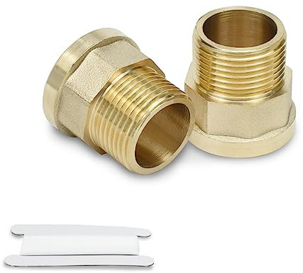 Bwintech 2 Stück 3/4 Innengewinde auf 3/4 Außengewinde BSP Gewinde Messing Sechskantbuchsen Reduzierverbinder für die Umwandlung von Rohrverbindungen